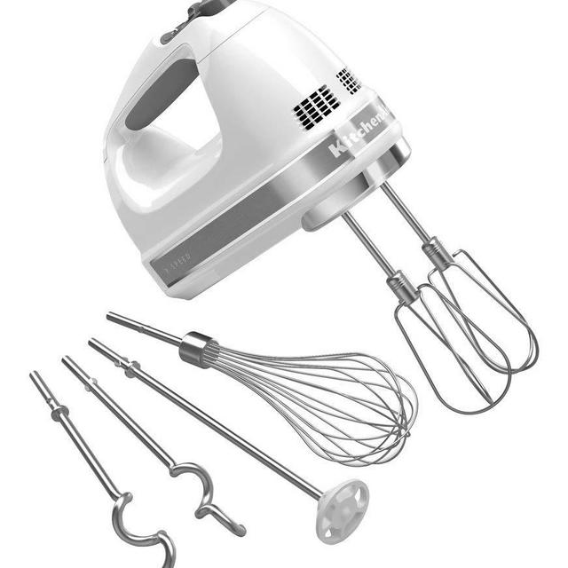 KitchenAid KHM926WH 9-Speed Digital Hand Mixer with Turbo Beater II Accessories and Pro Whisk - White