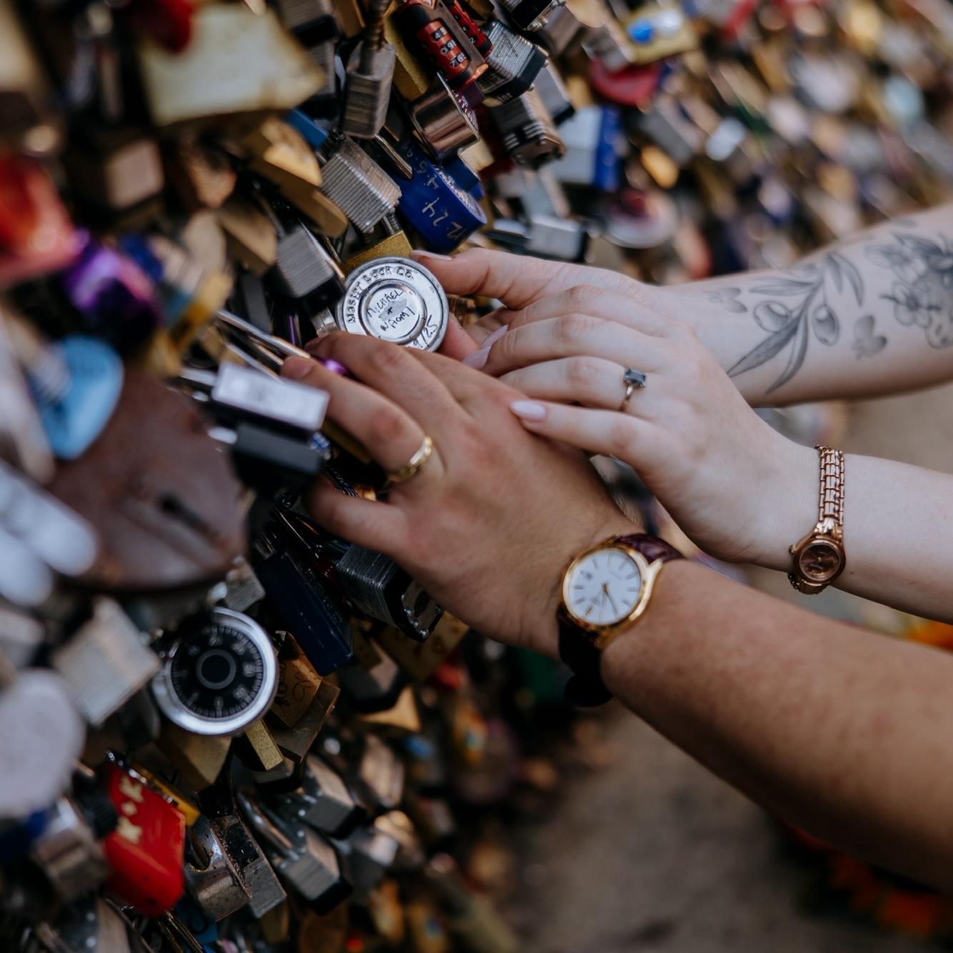 Adding a little lock to commemorate our day at the downtown San Antonio love lock bridge!