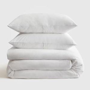 Organic Jersey Duvet Cover Set - White, Full/Queen