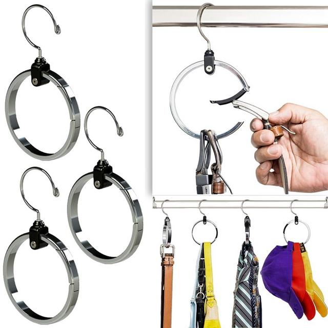 3-Pack Multipurpose Closet Hanger Organize All Your Belts, Sport Hats, Ties, Scarves, Purses, Garment, Gear and More! ROLLY HANGER is Uniquely Designed to Accommodate Both Heavy and Light Items