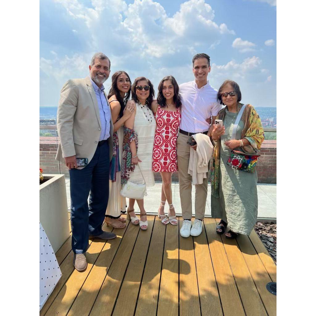 Family pic at Maya's graduation, at the top of the Christ Hospital in downtown Cincinnati