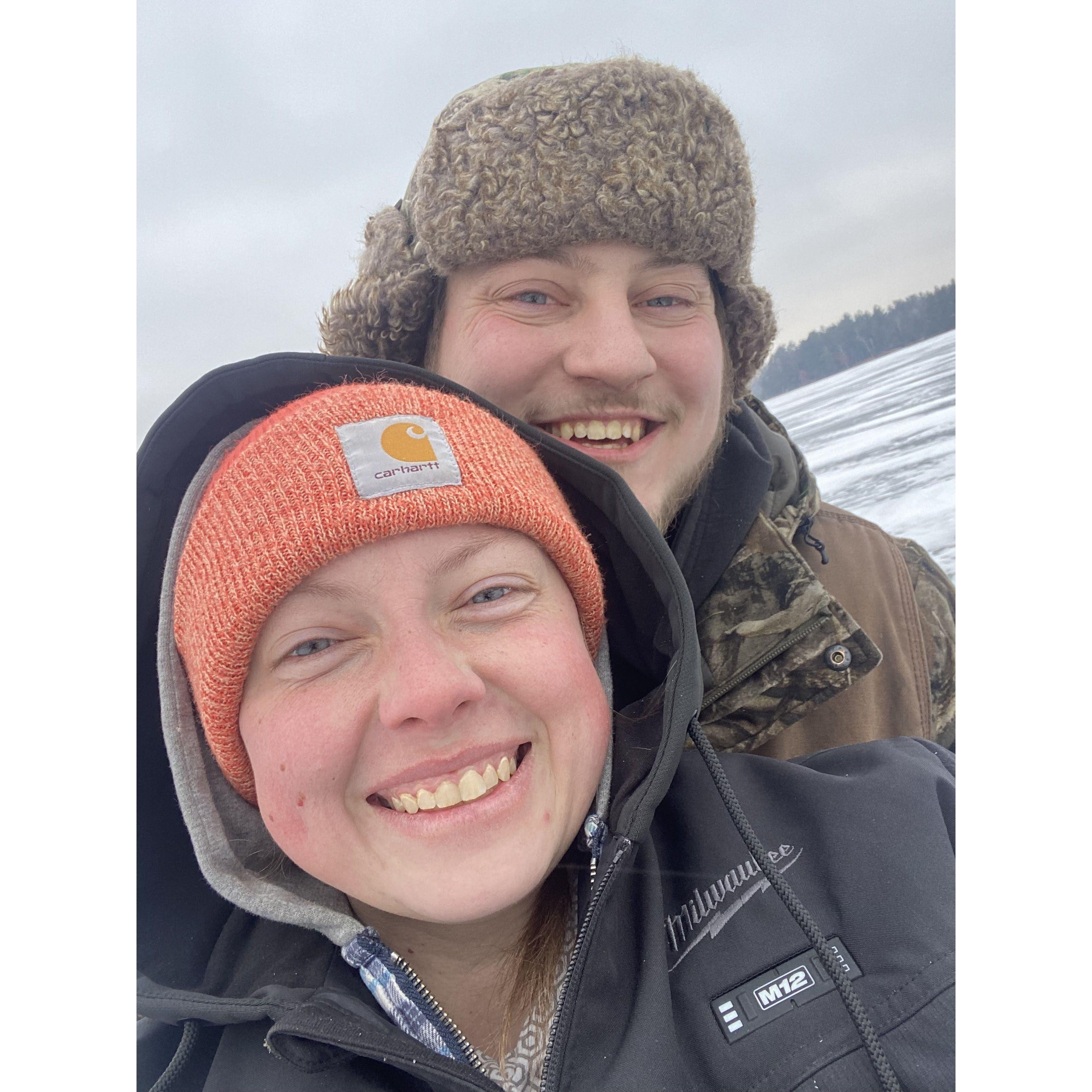 One of our many ice fishing dates!