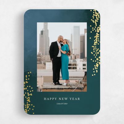 Blue Rounded Holiday Card - Tesoro Foil