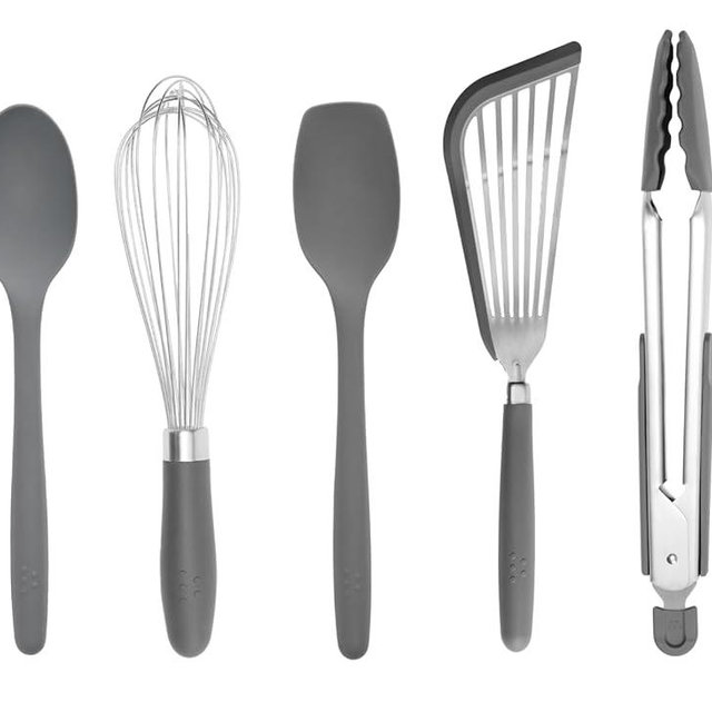 Misen 5 Piece Cooking Tool Set - Heat Resistant, No Teflon - Mixing Spoon, Spoontula, Whisk, Tongs, Fish Spatula - Gray