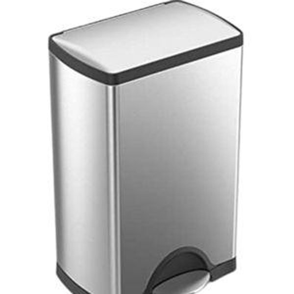 simplehuman 38 Liter / 10 Gallon Rectangular Kitchen Step Trash Can, Brushed Stainless Steel
