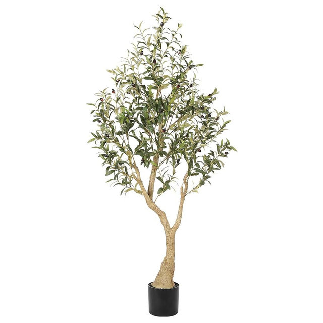 Realead Artificial Olive Tree 5FT - Realistic Faux Olive Tree Plants with Thick Trunk and Lifelike Fruits - Large Fake Olive Trees for Home Office Living Room Floor Decor Indoor