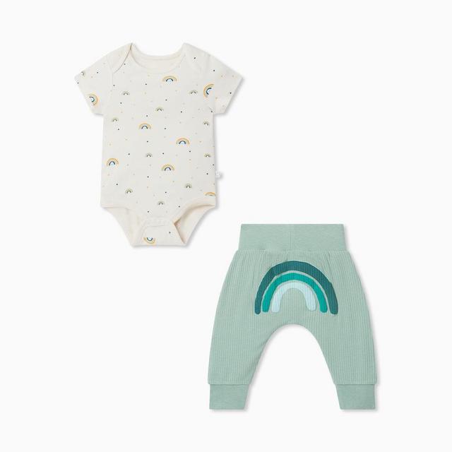 Rainbow Short Sleeve Bodysuit & Ribbed Joggers Outfit - 12-18 Months