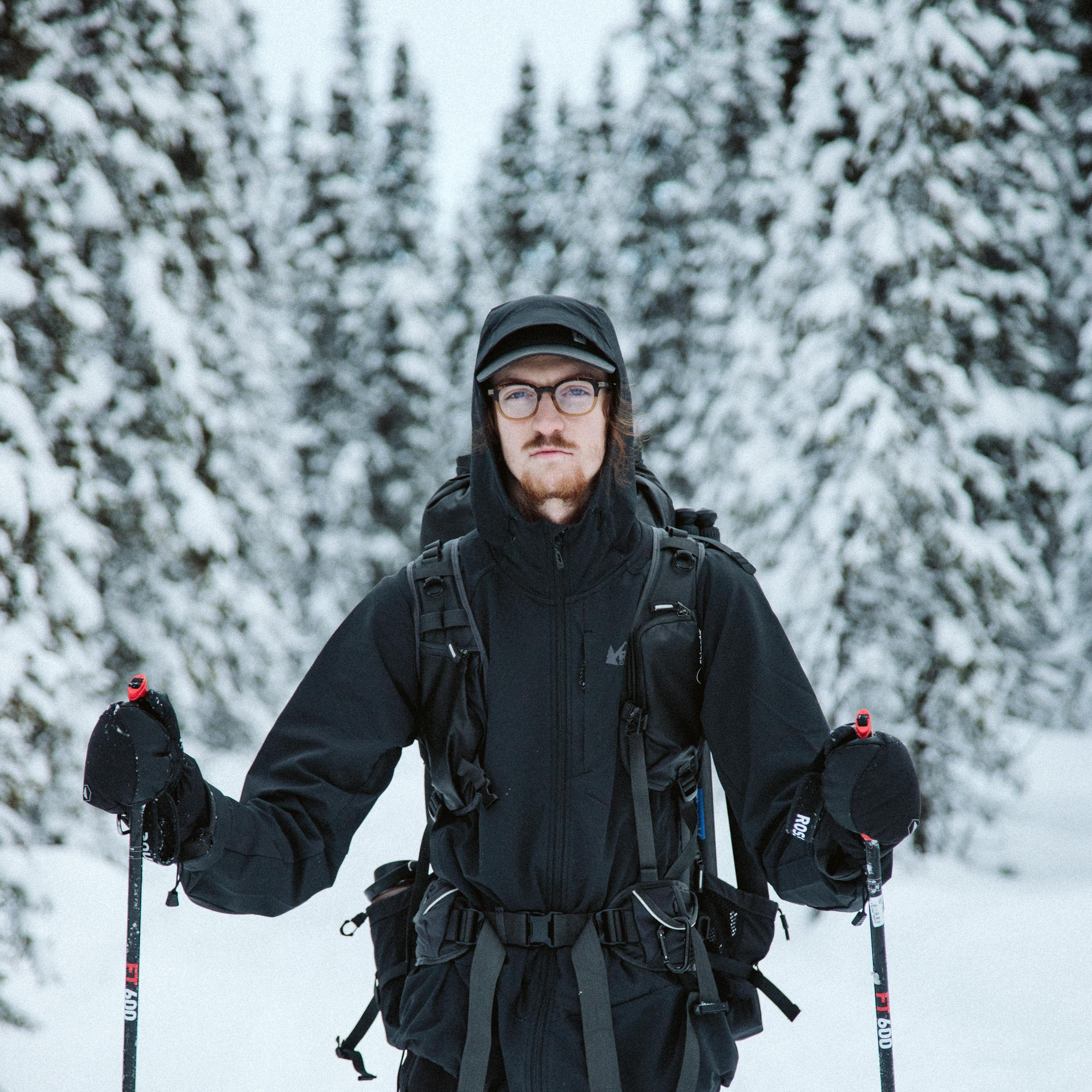 Skiing to a remote cabin