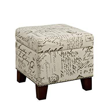 Dorel Living Blake Script Cube Storage Ottoman, Beige Pattern
