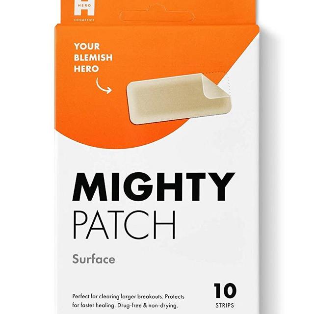 Mighty Patch Surface from Hero Cosmetics - Hydrocolloid Acne Pimple Patch for Large Zit Breakouts, Spot Treatment Stickers for Body, Cheek, Forehead, and Chin, Vegan and Cruelty Free (10 Count)