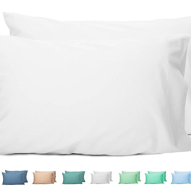 Sunflower Queen Pillowcases Set of 2, 100% Cotton Queen Pillow Cases 2, 20×30 inches Bright White, Soft and Breathable