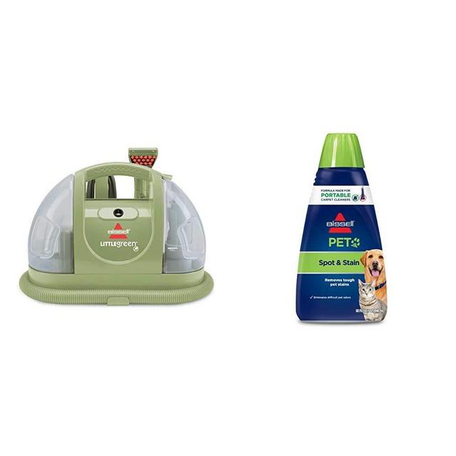Bissell Multi-Purpose Portable Carpet and Upholstery Cleaner, 1400B, Green with Bissell 74R7 Pet Stain Odor Portable Machine Formula, 32-Ounce, Fl Oz
