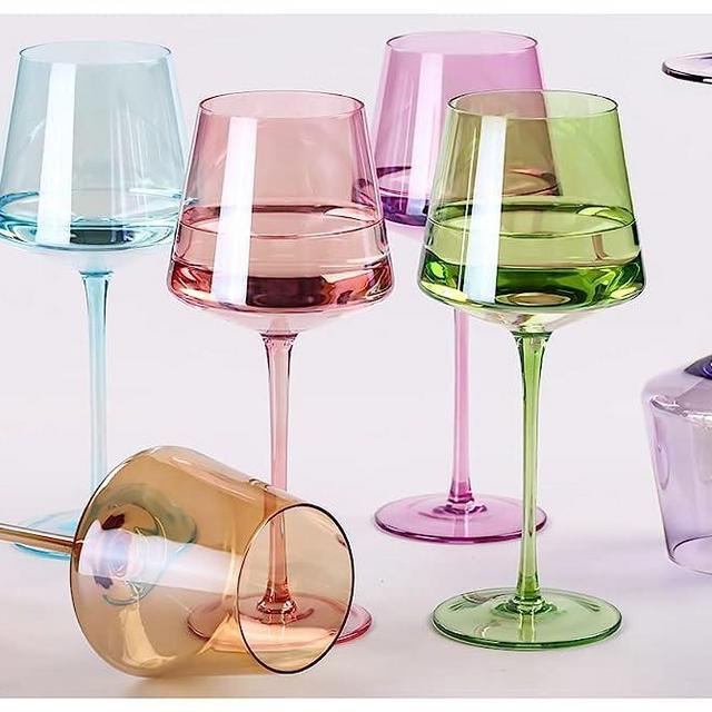 Physkoa Colorful wine glasses Set of 6-colorful wine glasses with stem、colored wine glasses、colored wine glasses with stems-Engagement parties, weddings-Volume 13.8oz
