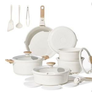 Carote 24pc Ceramic Nonstick Cookware Set with Detachable Handle