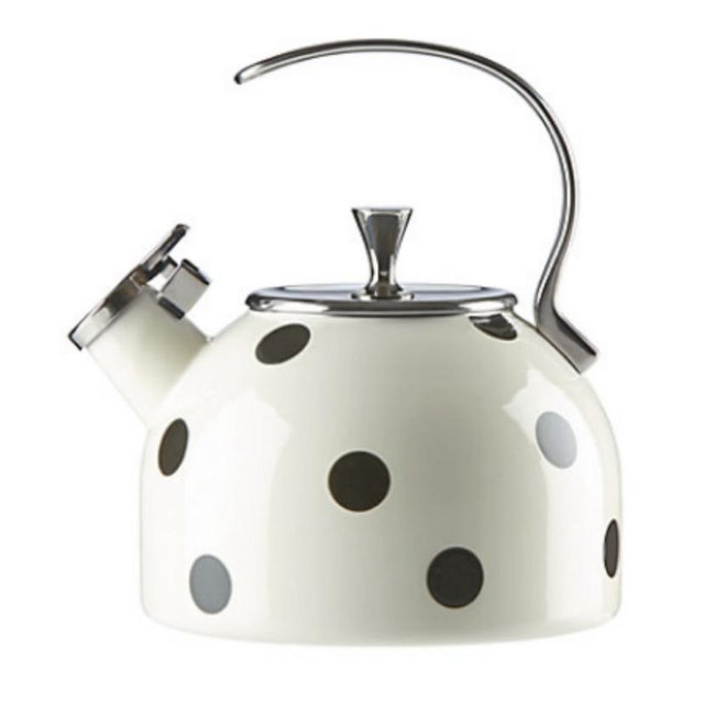 Kate Spade New York Lenox Tea Kettle Black Polka Dot Whistle While You Work