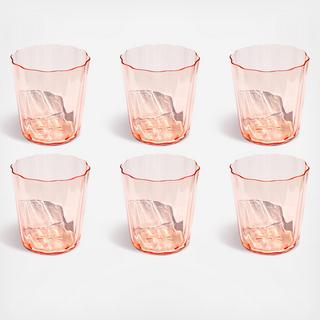 Simple Scallop Acrylic Double old Fashioned Glass, Set of 6