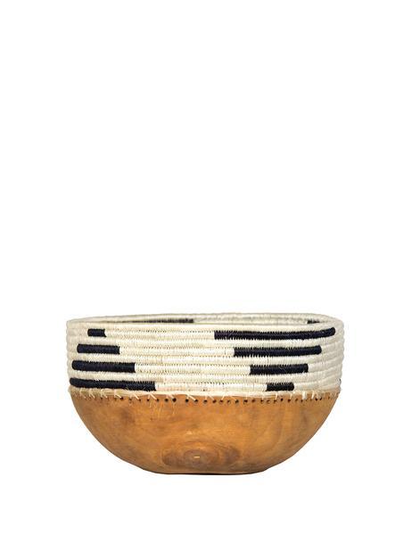Wooden & Woven Bowl - Lines