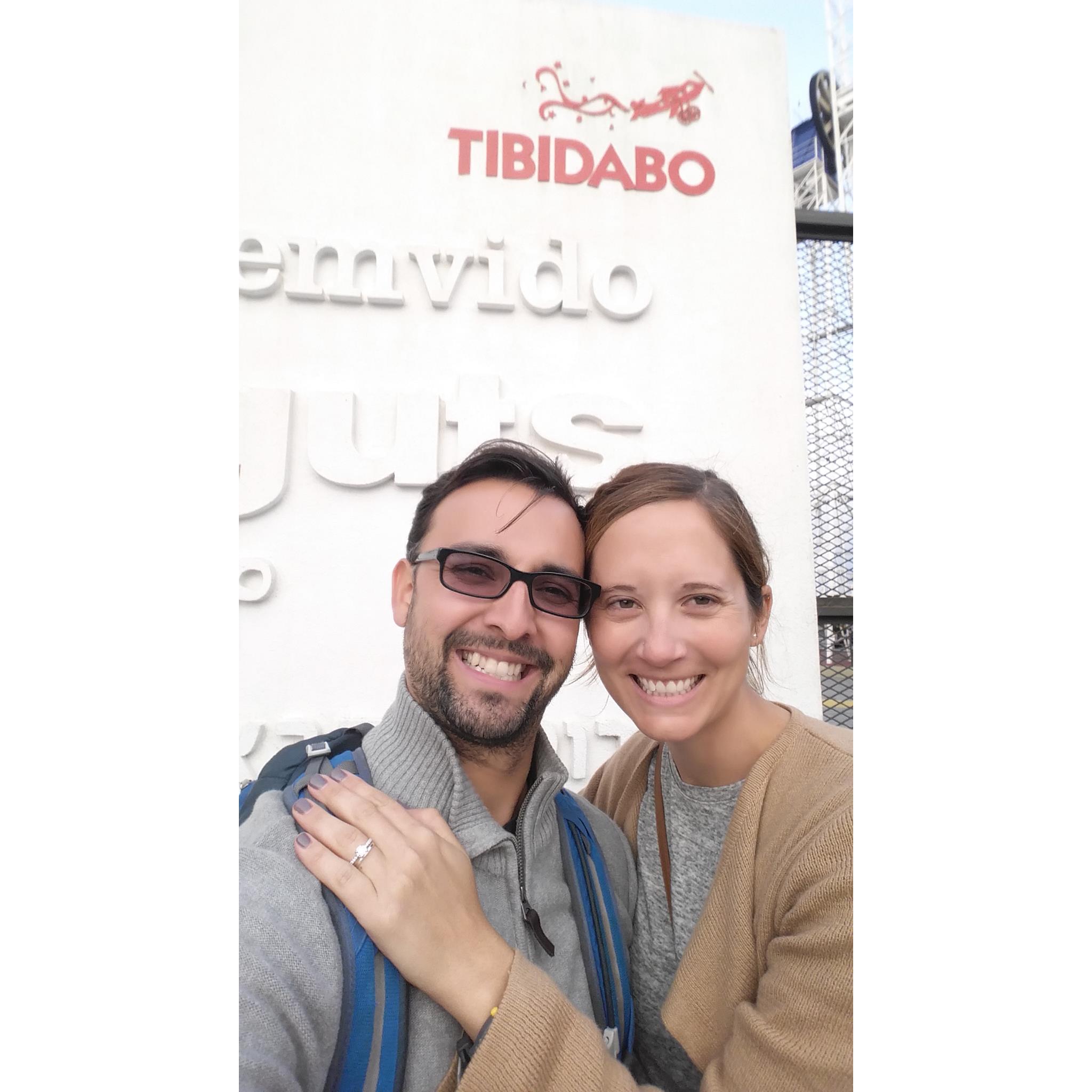 Just engaged! In Barcelona in Mount Tibidabo.
