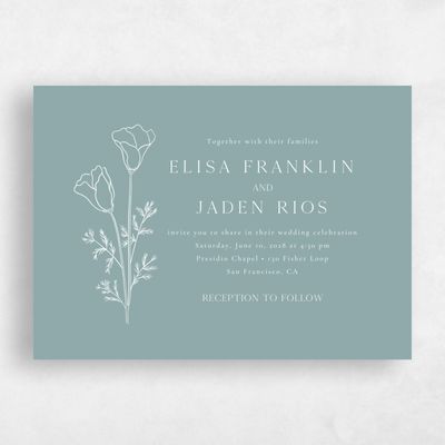 Blue Sage Wedding Invitation - Coquelicot Landscape