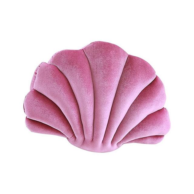 Luxurious Fabric Shell Pillow , Perfect Coastal Throw Pillows for Beach Home Decor,Decorative Seashell Throw Pillow for Room and Couch