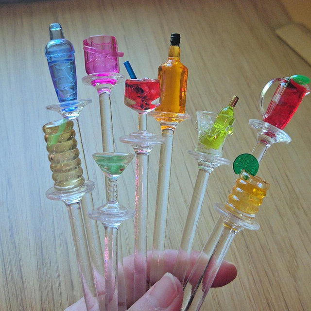 Cocktail Stirrer Swizzle Stick Collection - set of 10 - Vintage Barware - Bloody Mary Long Island Ice Tea - Cocktail Party