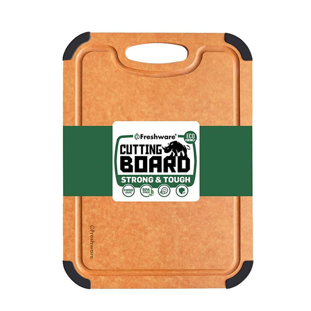 Cutting Board for Kitchen Dishwasher Safe, Wood Fiber Cutting Board, Eco-Friendly, Non-Slip, Juice Grooves, Non-Porous, BPA Free, Small Cutting Board, 11.7 x 8.5-inch, Natural Slate