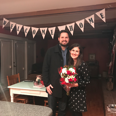 Reunited finally after months apart and over 24 hours of traveling for Kelly! Little did Kelly know that Spencer would propose less than 12 hours later!