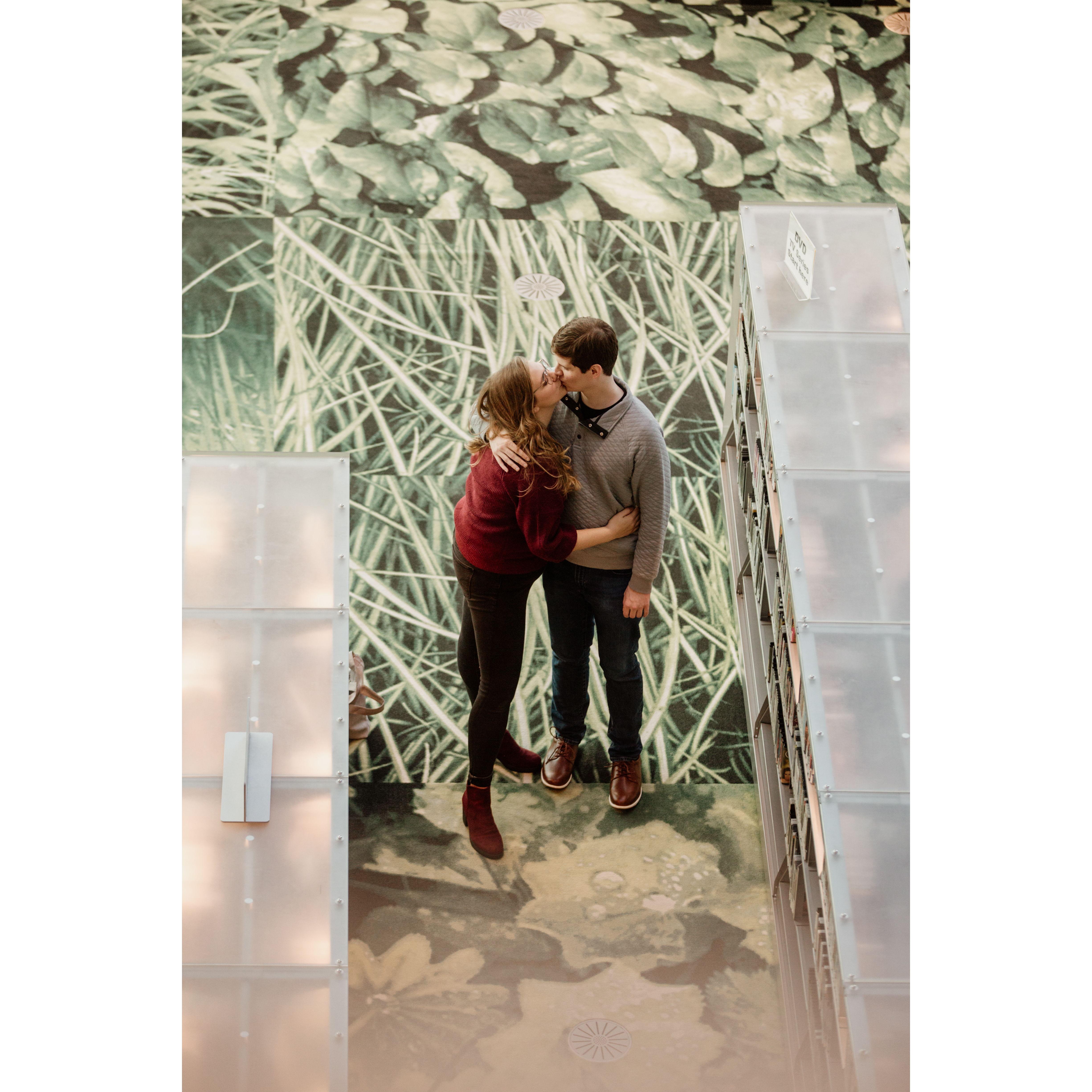 Engagement Photos at the Seattle Public Library