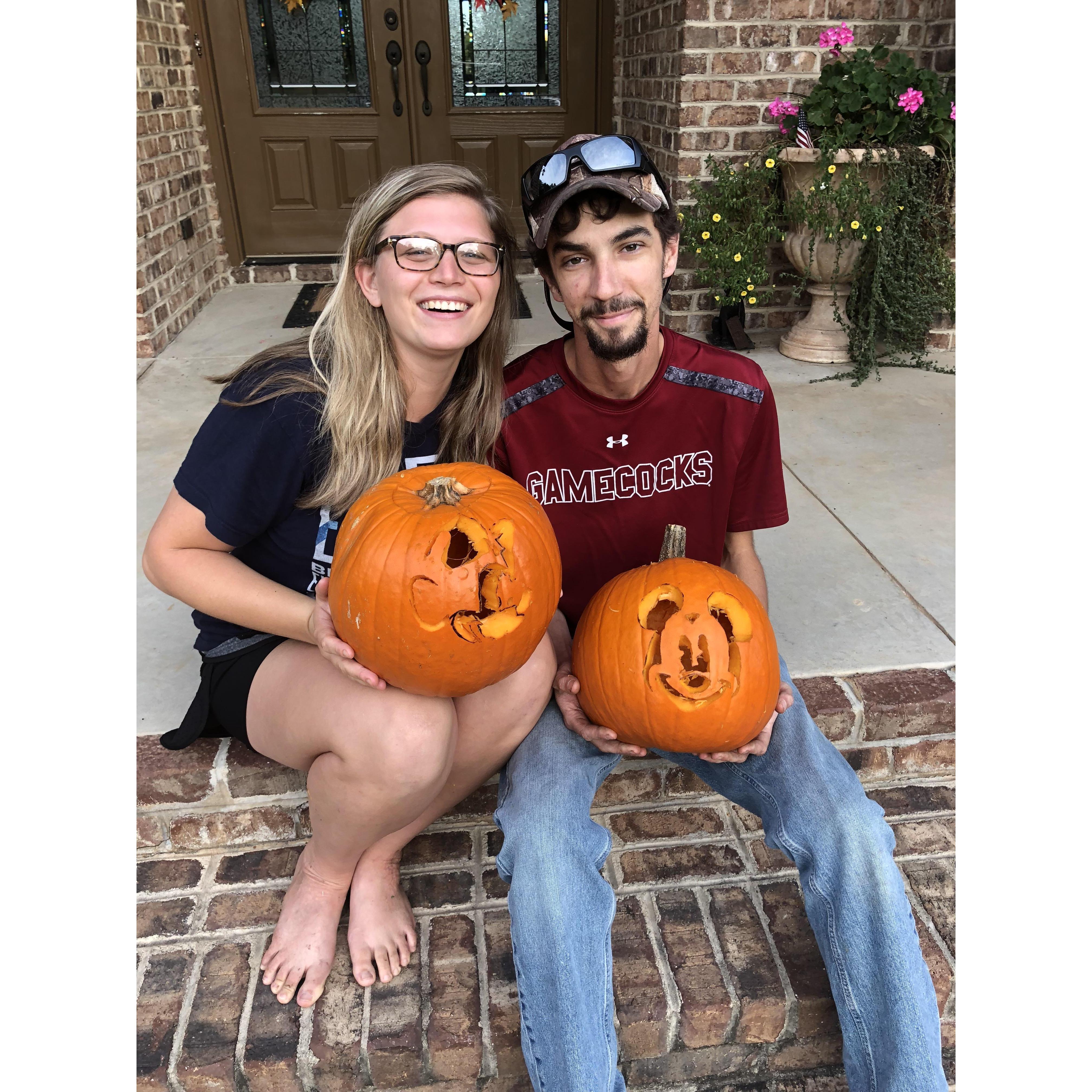Minnie and Mickey Pumpkins. Second Halloween together.