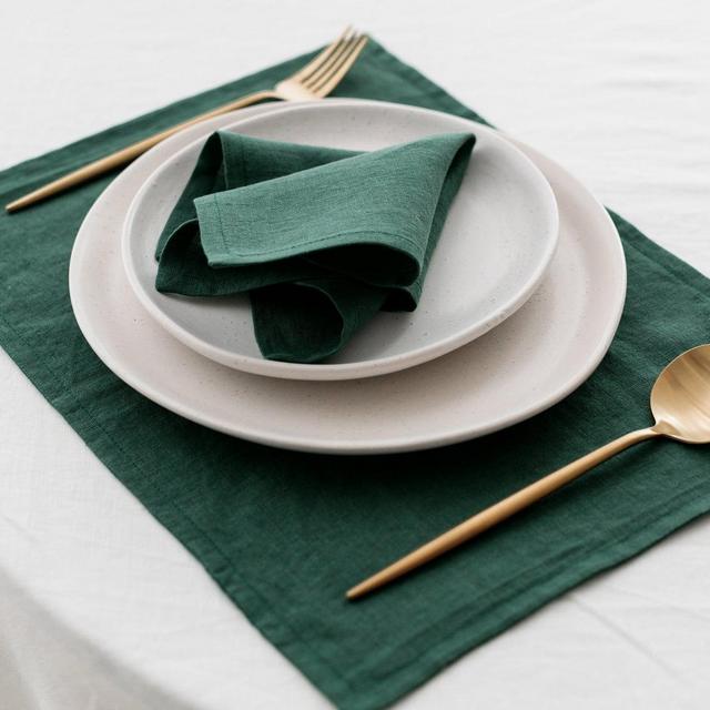 Linen placemats set Two-layer linen...