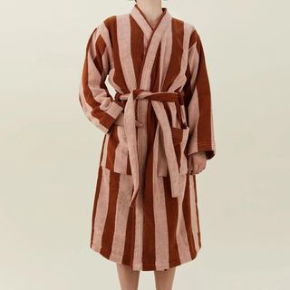 Simple Striped Terry Bathrobe