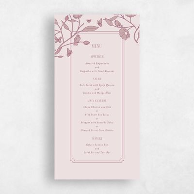 Light Mauve, Pink Wedding Menu - Isabeau