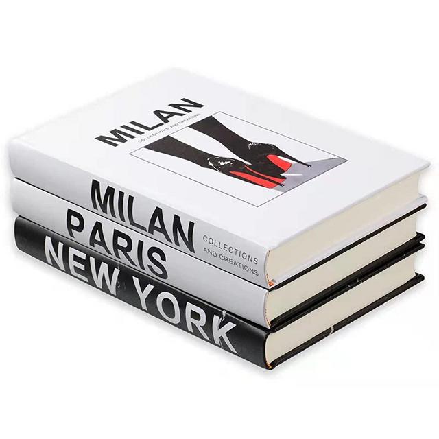 Decorative Books for Home Decor - 3 Piece Modern Hardcover Decorative Book Set, Fashion Design Book Stack , Display Books for Coffee Tables and Shelves