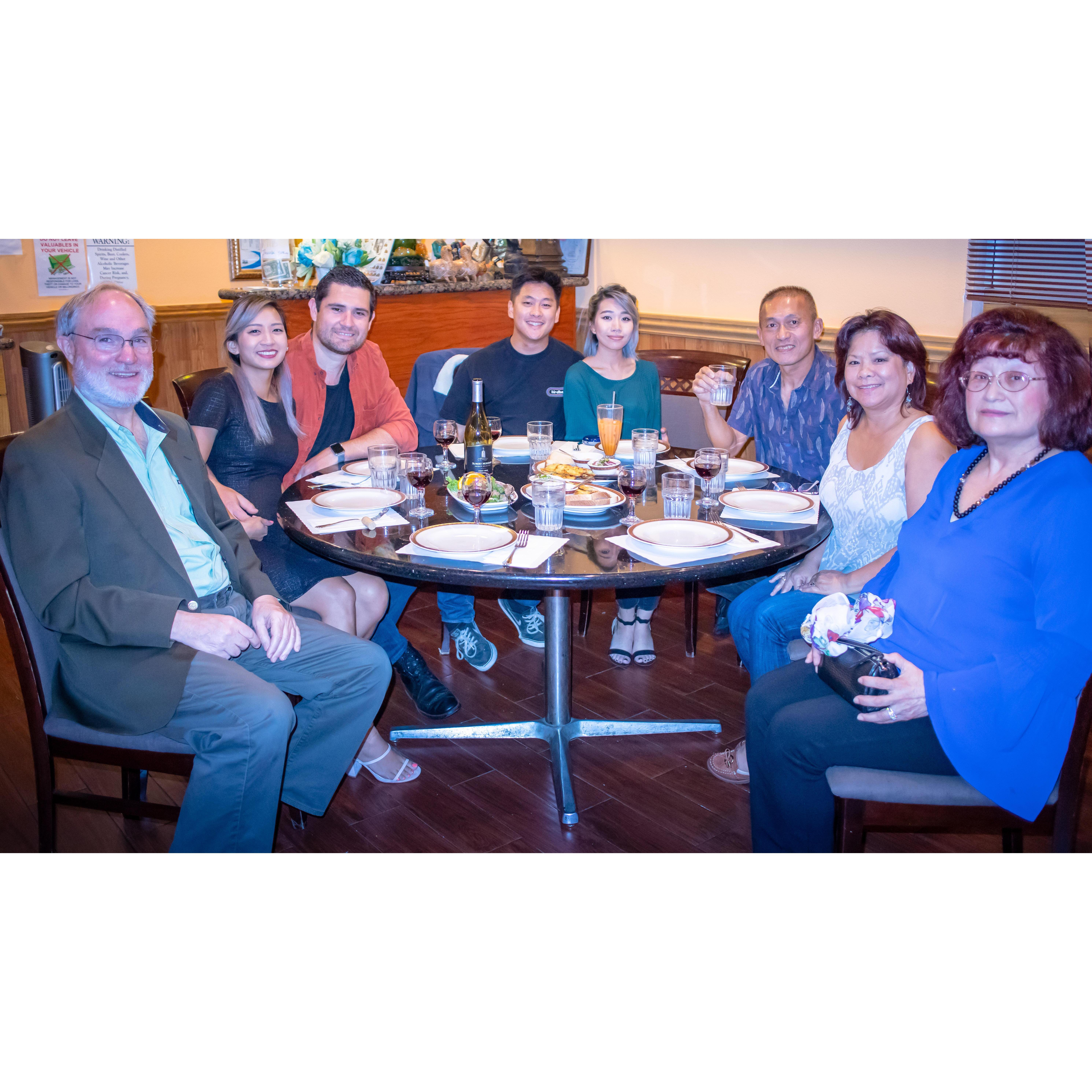 2018- Family Dinner to celebrate our engagement