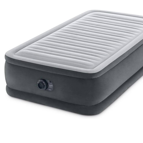 INTEX Twin Size Air Mattress, 18in Height, Built-in Pump, Dura-Beam Deluxe Comfort-Plush - Portable Inflatable Blow-up Bed for Camping, Travel, Guests