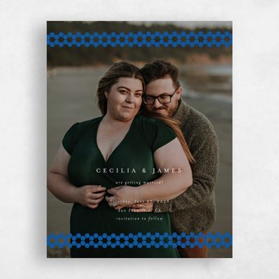Cobalt Pattern 2, Blue Wedding Save the Date - Clover Photo