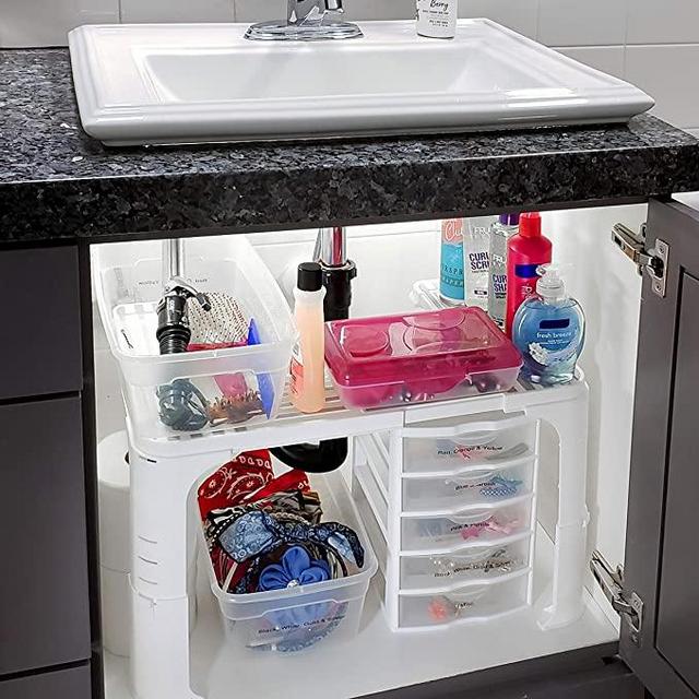 Spicy Shelf Expandable Under Sink Organizer and Storage I Bathroom Under the Sink Organizer Kitchen Under Sink Shelf I Cleaning Supplies Organizer Under Sink Storage I EXPANDABLE HEIGHT DEPTH & WIDTH