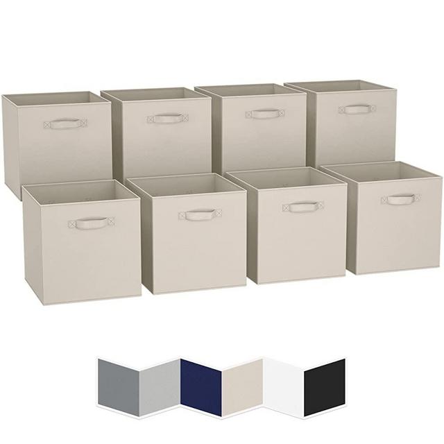 EZOWare 6pc Storage Bins Baskets, Small Folding Drawer Dresser Desktop  Organizer Cubes Set with Handles -12 x 7 x 4 inch - Dark Gray