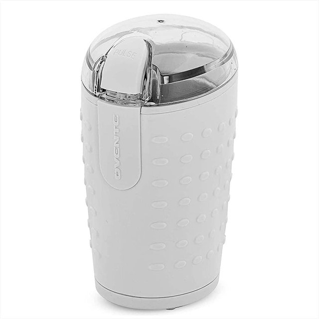 Ovente Electric Small Coffee Grinder 2.5 Ounce Storage, Portable & Compact 150 Watt Fresh Grinding Mill with Stainless Steel Blade for Bean Spices Herb or Tea, Perfect at Home & Kitchen, White CG225W