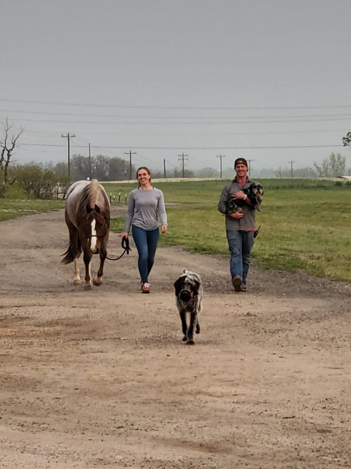 Risa (Spanish for laugh) is our newest family member. She has calmly endured Boone popping out of all the bushes at 300mph at all angles and has fulfilled Jan’s lifelong dream of owning her own pony.