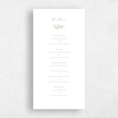 Bright Sage, Green Wedding Menu - Bennett