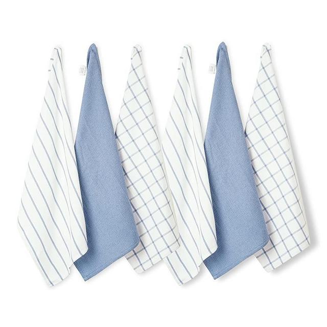 Kitchen Towels Set - Pack of 6 Cotton Dish Cloths, 18”x 28”, Soft Kitchen Hand Towels, Absorbent Tea Towels for Kitchen, Premium Kitchen Dish Towels, Quick Drying Cleaning Towels - Indigo