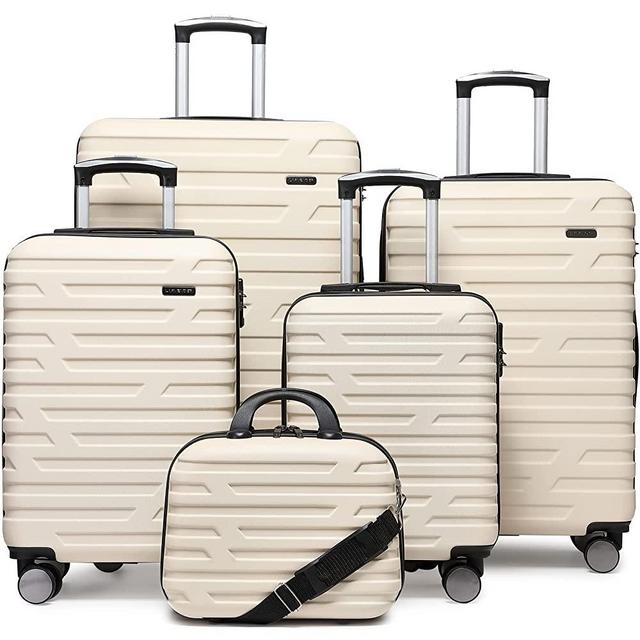 DUOLEDUOLE Luggage 5 Piece Sets, Expandable Luggage Sets Clearance, Suitcases with Spinner Wheels, Hard Shell Luggage Carry on Suitcase Set with TSA Lock White