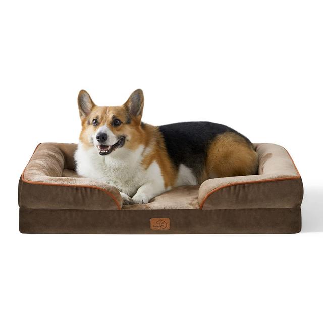 Bedsure Large Orthopedic Dog Bed for Large Dogs - Big Waterproof Dog Bed Medium, Foam Sofa with Removable Washable Cover, Waterproof Lining and Nonskid Bottom Couch, Pet Bed, Brown