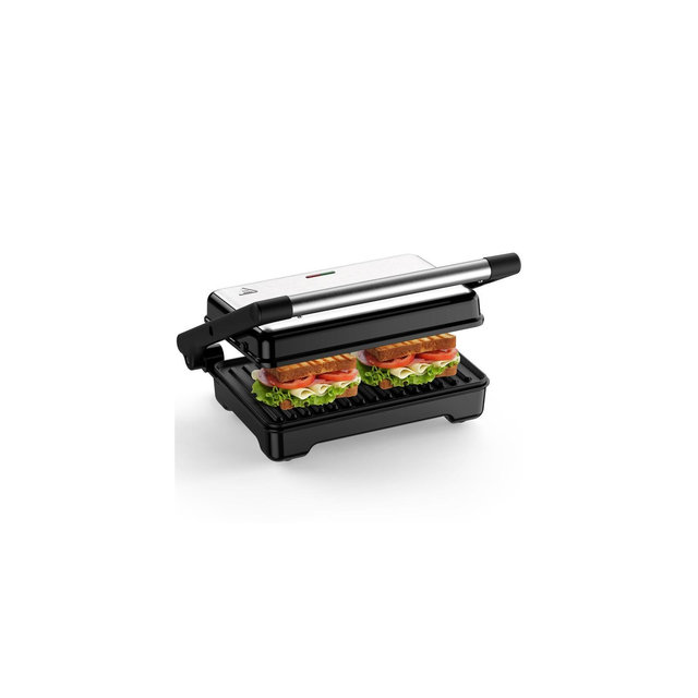 YASHE Panini Grill Press, 1200W Sandwich Maker with Non-Stick Cast Aluminum Plates, Fits 2 Slices, 180° Opening, Easy to Clean, Versatile Use
