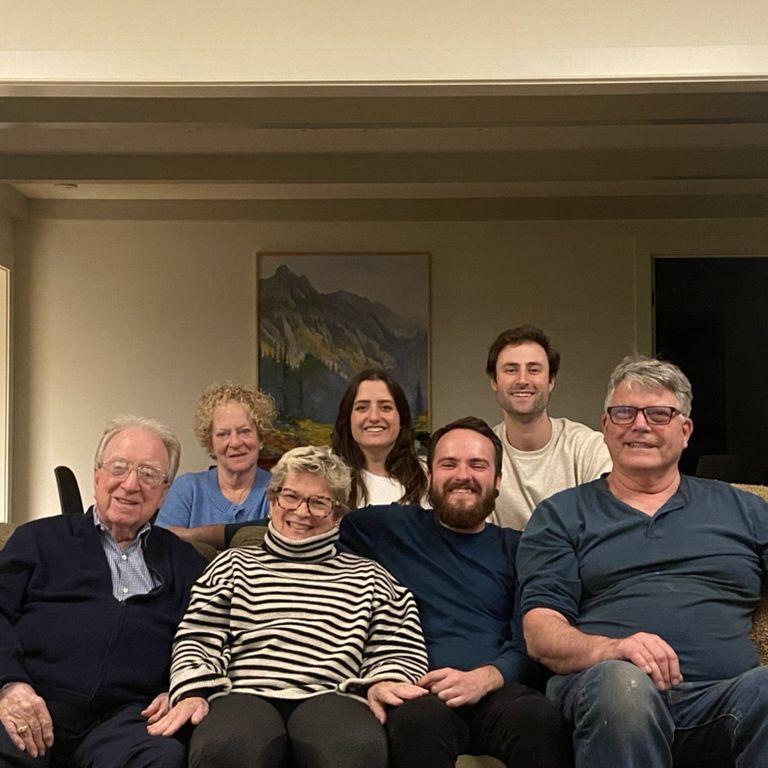 Irina's family (John (grandfather), Laurie (mom), Tate (brother), Eric (dad), Diane (aunt), Irina and Jake)