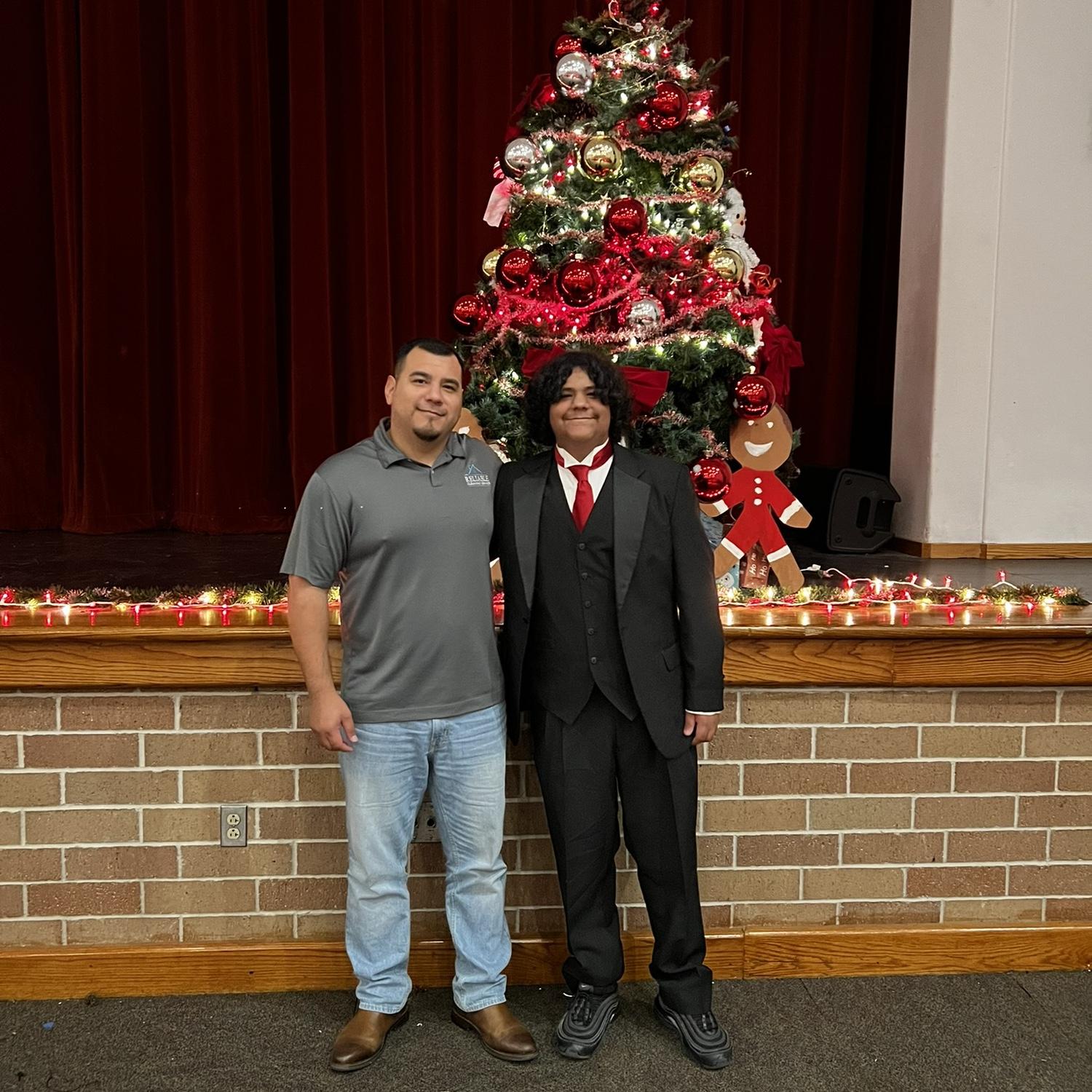 Chuy after his Holiday Choir performance