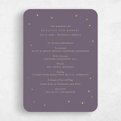Purple Rounded Wedding Program - Emery Foil