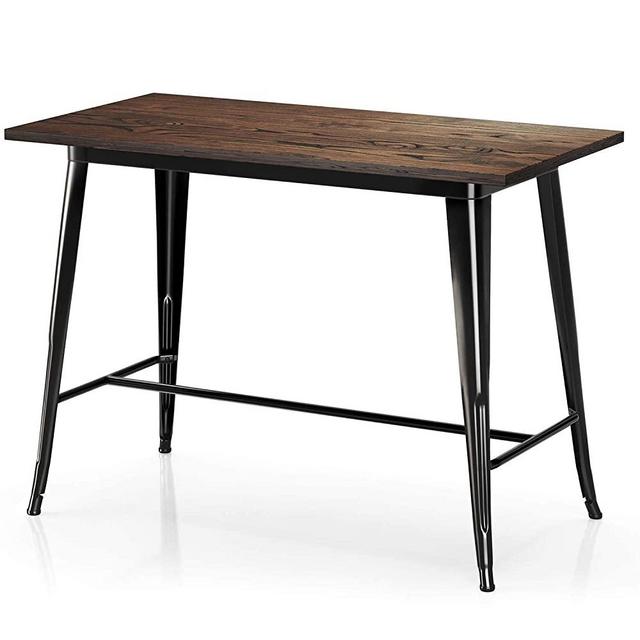 VIPEK Counter Height Dining Table with Solid Wood Top Heavy Duty Rectangle 35.43 Inch High Bistro Patio Pub Bar Table for Farmhouse Restaurant Cafe Kitchen Table Rustic Industrial Style Gloss Black