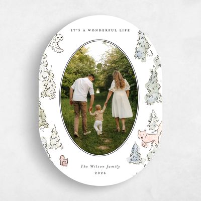 White Oval Holiday Card - Roxbury